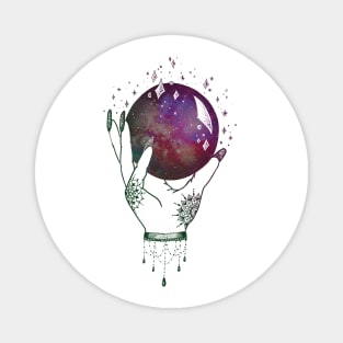 Galaxy Crystal Ball - Witch Hands Magnet